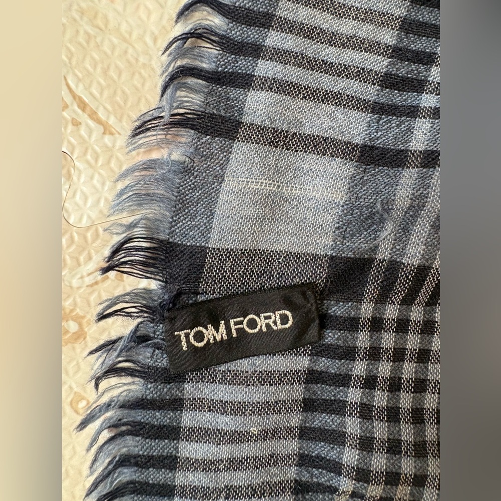 Tom Ford - Black, Navy and Gray Plaid Wool Scarf